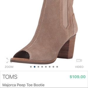 Toms Majorca Peep Toe Bootie- only worn once!!